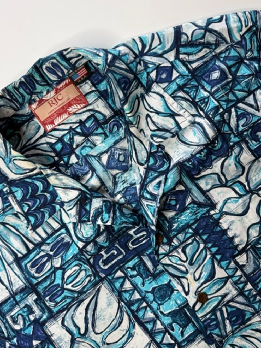 RJC Men’s Short Sleeve Shirt Hawaiian Tropical Palms USA L